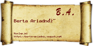 Berta Ariadné névjegykártya
